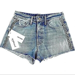 GRLFRND Jean Shorts Cindy Cast Iron Cut Offs Distressed Festival New Rare HTF